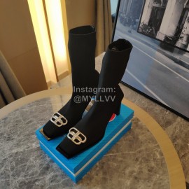 Balenciaga Autumn Winter New Thickened Knitted Socks Boots Black