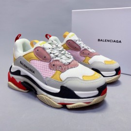 Balenciaga Fashion Thick Soles Mesh Sneakers For Men And Women Pink