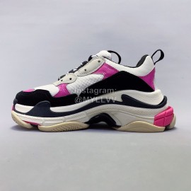 Balenciaga Fashion Thick Soles Mesh Sneakers For Men And Women Rose Red