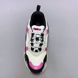 Balenciaga Fashion Thick Soles Mesh Sneakers For Men And Women Rose Red