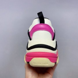 Balenciaga Fashion Thick Soles Mesh Sneakers For Men And Women Rose Red