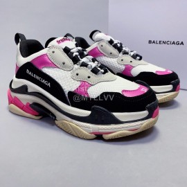 Balenciaga Fashion Thick Soles Mesh Sneakers For Men And Women Rose Red