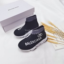 Balenciaga Breathable Stretch Cloth Socks Boots For Kids Black