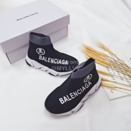 Balenciaga Breathable Stretch Cloth Socks Boots For Kids Black