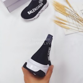 Balenciaga Breathable Stretch Cloth Socks Boots For Kids Black