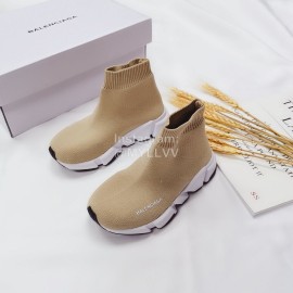 Balenciaga Breathable Stretch Cloth Socks Boots For Kids Khaki