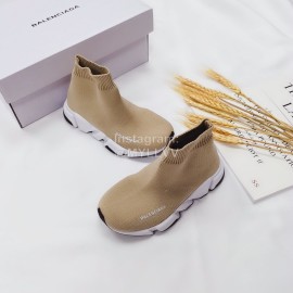 Balenciaga Breathable Stretch Cloth Socks Boots For Kids Khaki