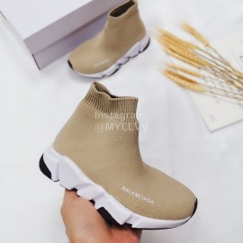 Balenciaga Breathable Stretch Cloth Socks Boots For Kids Khaki
