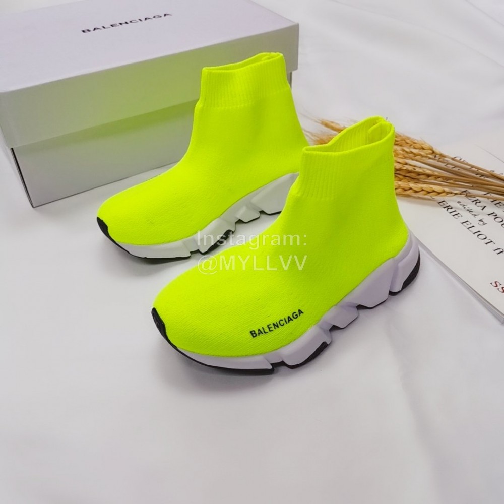 Balenciaga Breathable Stretch Cloth Socks Boots For Kids Yellow