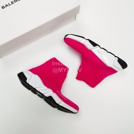 Balenciaga Breathable Stretch Cloth Socks Boots For Kids Rose Red