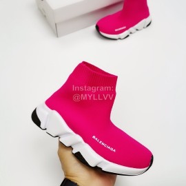 Balenciaga Breathable Stretch Cloth Socks Boots For Kids Rose Red