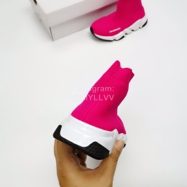 Balenciaga Breathable Stretch Cloth Socks Boots For Kids Rose Red