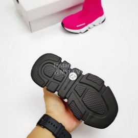 Balenciaga Breathable Stretch Cloth Socks Boots For Kids Rose Red