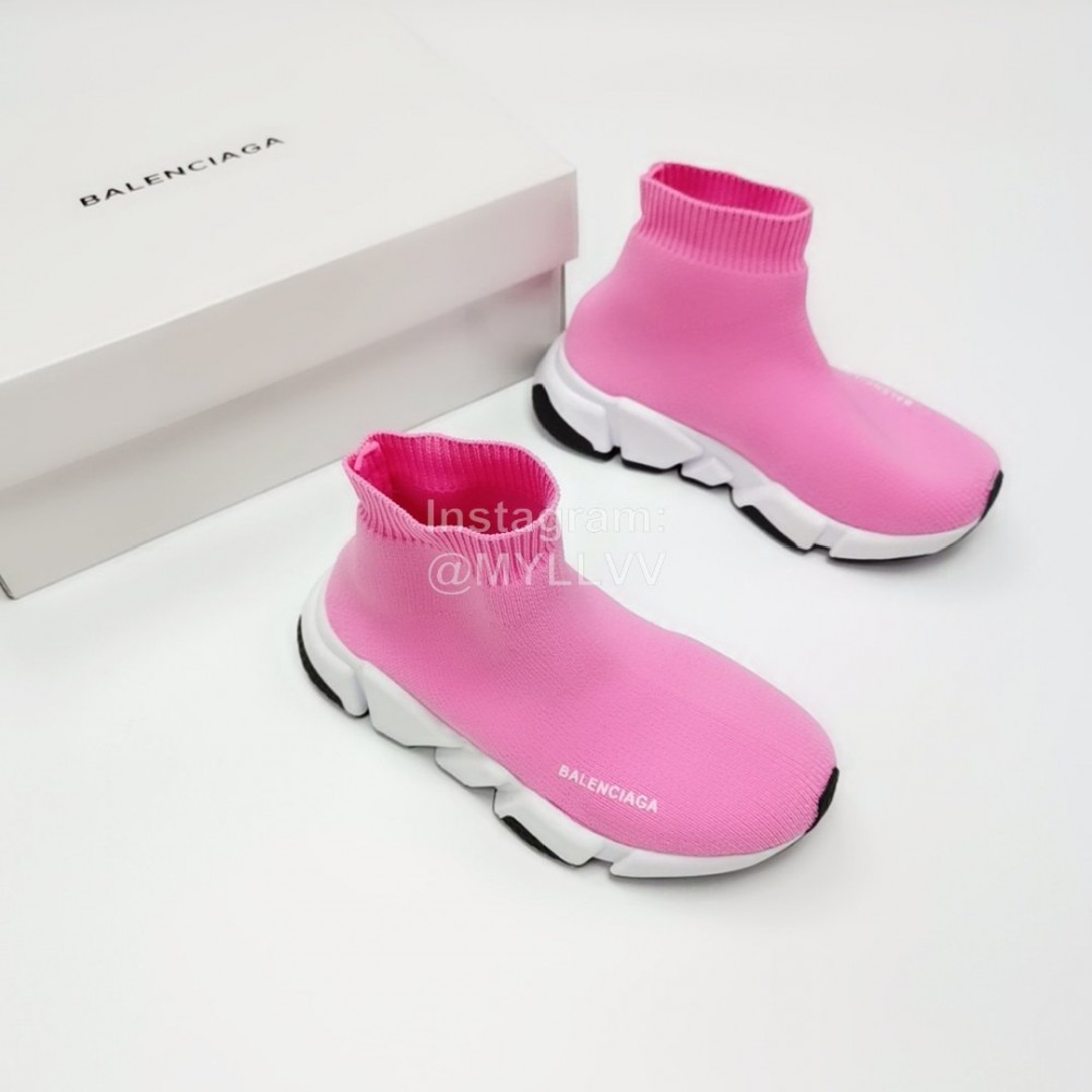 Balenciaga Breathable Stretch Cloth Socks Boots For Kids Pink