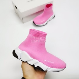 Balenciaga Breathable Stretch Cloth Socks Boots For Kids Pink