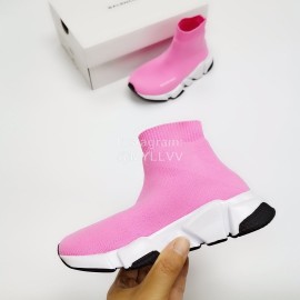 Balenciaga Breathable Stretch Cloth Socks Boots For Kids Pink