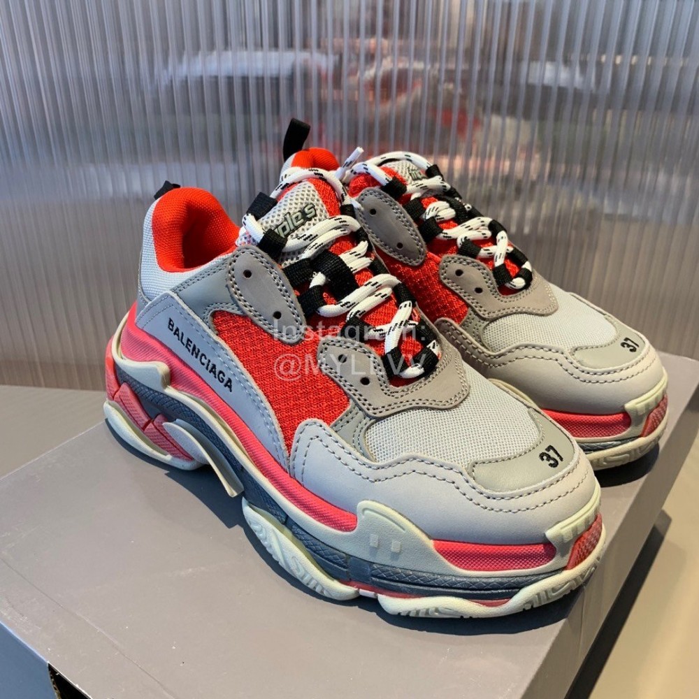 Balenciaga Triples New Thick Soles Sneakers For Men And Women Orange Red