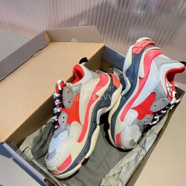 Balenciaga Triples New Thick Soles Sneakers For Men And Women Orange Red
