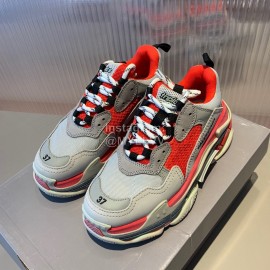 Balenciaga Triples New Thick Soles Sneakers For Men And Women Orange Red