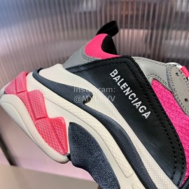 Balenciaga Triples New Thick Soles Sneakers For Men And Women Rose Red