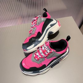 Balenciaga Triples New Thick Soles Sneakers For Men And Women Rose Red