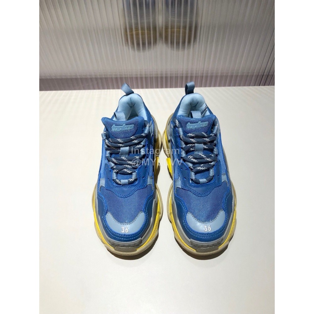 Balenciaga Triples New Thick Soles Sneakers For Men And Women Blue