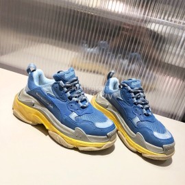 Balenciaga Triples New Thick Soles Sneakers For Men And Women Blue
