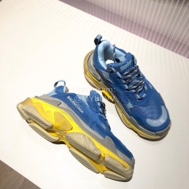 Balenciaga Triples New Thick Soles Sneakers For Men And Women Blue