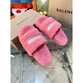 Balenciaga Winter Wool Slippers For Women Pink