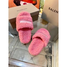 Balenciaga Winter Wool Slippers For Women Pink