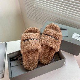 Balenciaga Winter Fur Slippers For Women Brown
