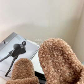 Balenciaga Winter Fur Slippers For Women Brown