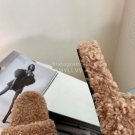 Balenciaga Winter Fur Slippers For Women Brown