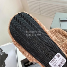 Balenciaga Winter Fur Slippers For Women Brown