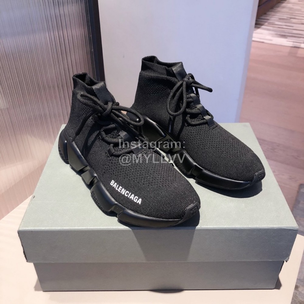 Balenciaga Fashion Black Lace Up Socks Shoes For Men And Women 