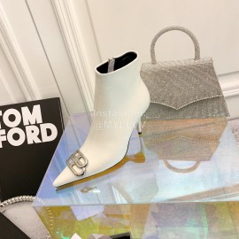Balenciaga Cowhide High Heel Boots For Women White