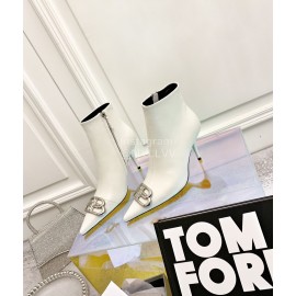 Balenciaga Cowhide High Heel Boots For Women White