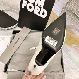 Balenciaga Cowhide High Heel Boots For Women White