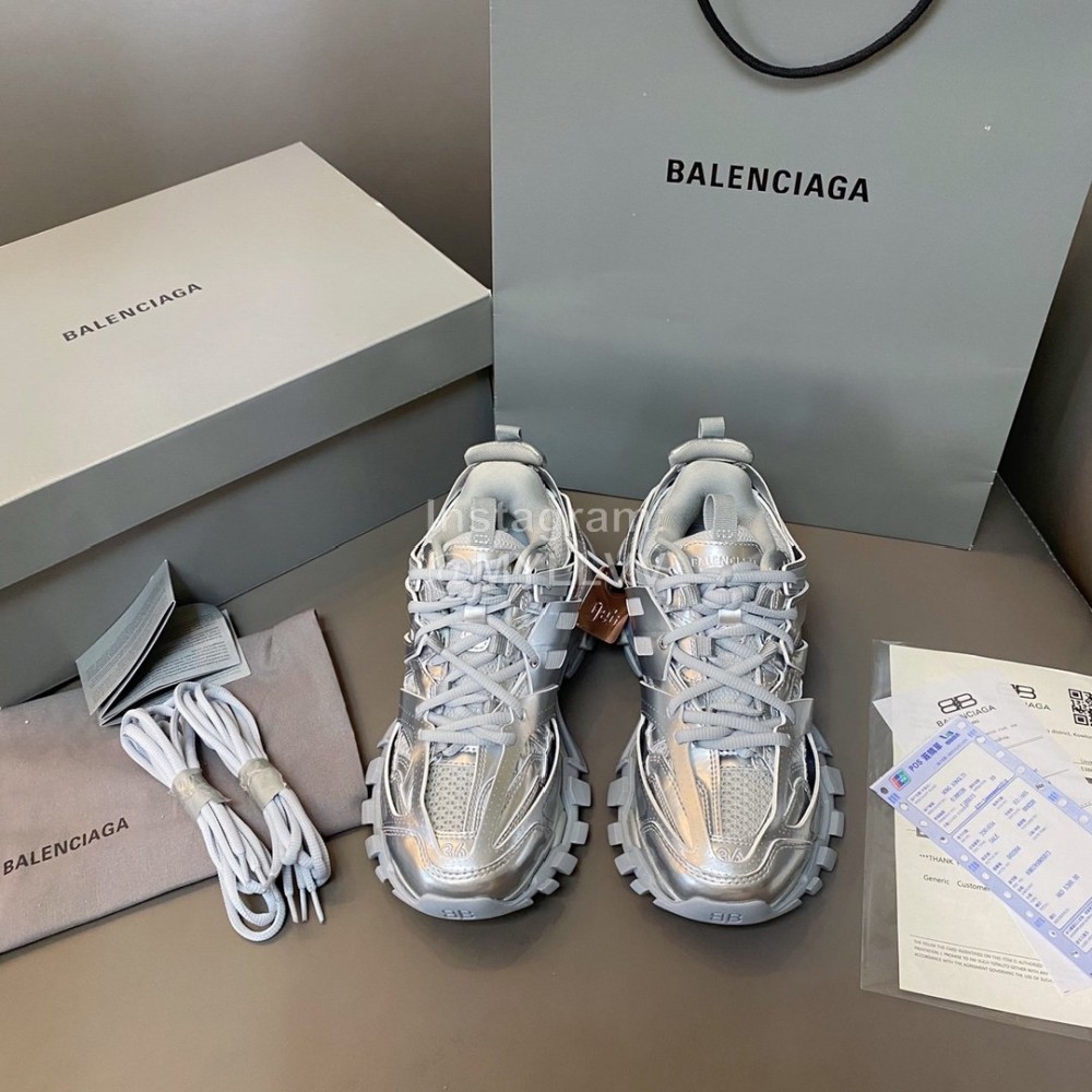 Balenciaga Track3.0 Lace Up Sneakers For Men And Women Silver