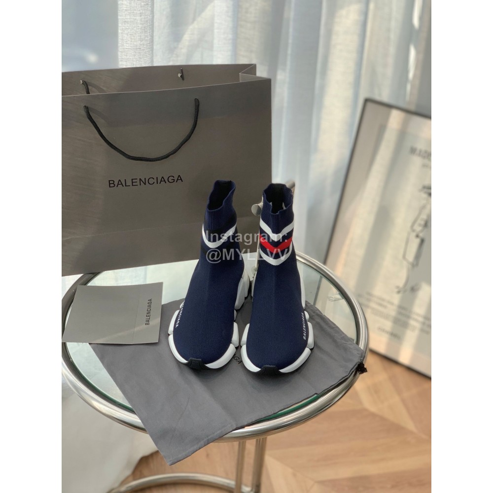 Balenciaga Fashion High Top Sock Shoes For Men And Women Navy