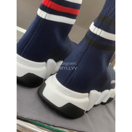 Balenciaga Fashion High Top Sock Shoes For Men And Women Navy
