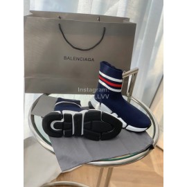 Balenciaga Fashion High Top Sock Shoes For Men And Women Navy