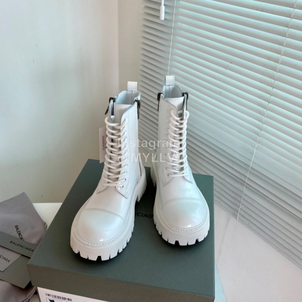 Balenciaga Autumn Winter New Leather Martin Boots For Women White