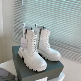 Balenciaga Autumn Winter New Leather Martin Boots For Women White