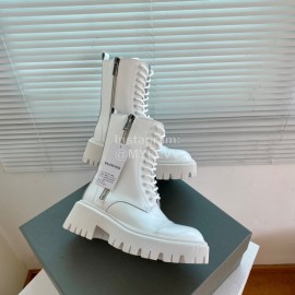 Balenciaga Autumn Winter New Leather Martin Boots For Women White
