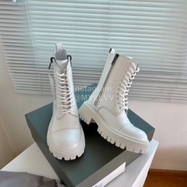 Balenciaga Autumn Winter New Leather Martin Boots For Women White