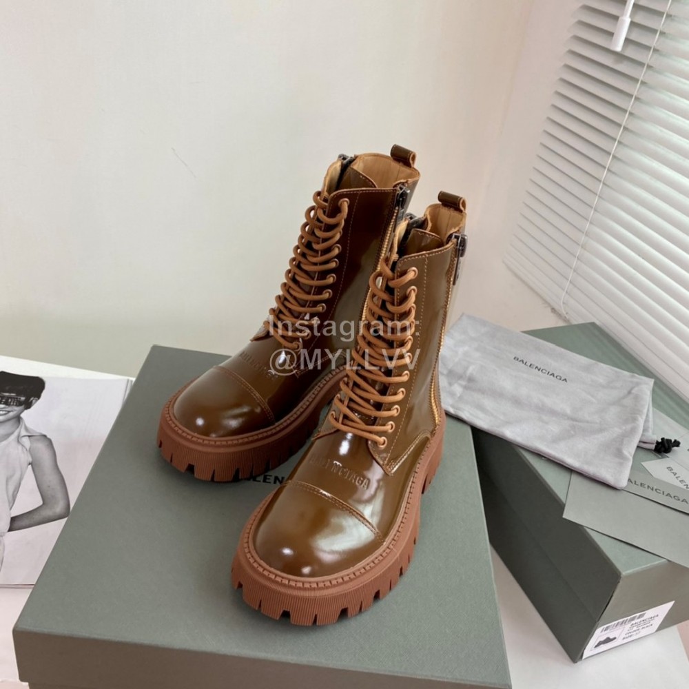 Balenciaga Autumn Winter New Leather Martin Boots For Women Brown
