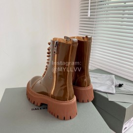 Balenciaga Autumn Winter New Leather Martin Boots For Women Brown