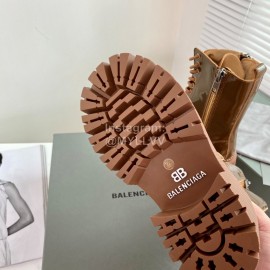 Balenciaga Autumn Winter New Leather Martin Boots For Women Brown