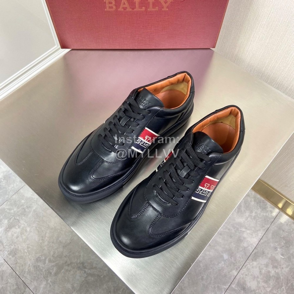 Bally New Calfskin Webbing Casual Sneakers For Men Black